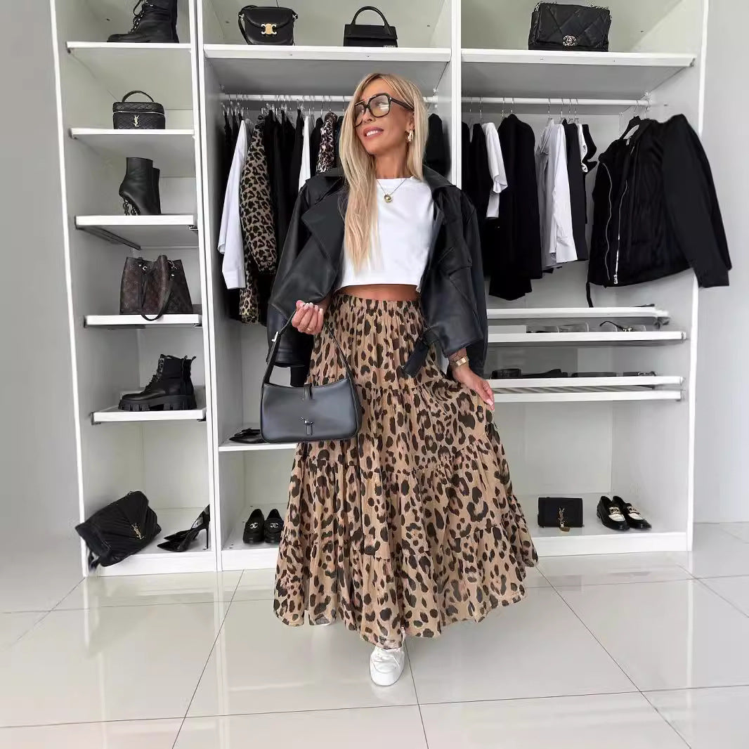 Leopard Print A-Line Skirt