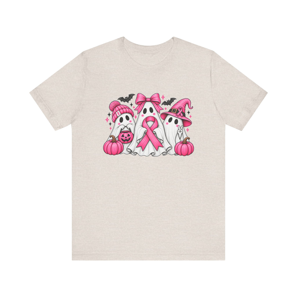 Pink Ribbon Ghosts T-Shirt | Breast Cancer Awareness Halloween Design