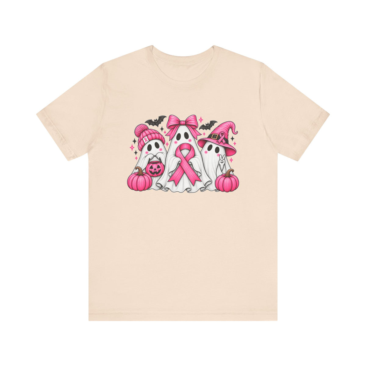 Pink Ribbon Ghosts T-Shirt | Breast Cancer Awareness Halloween Design
