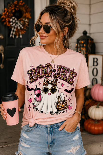 Boo Jee Halloween Leopard Print Tee