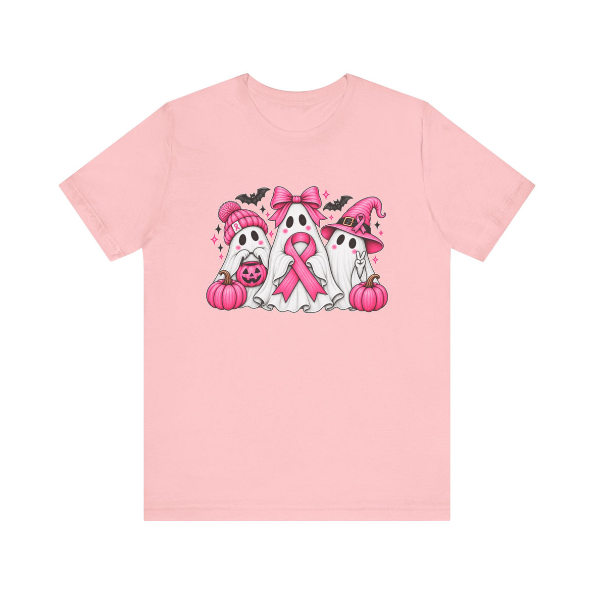 Pink Ribbon Ghosts T-Shirt | Breast Cancer Awareness Halloween Design