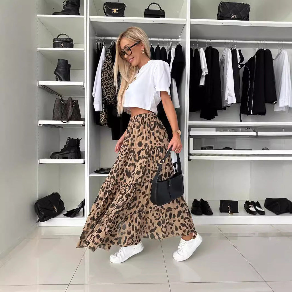 Leopard Print A-Line Skirt