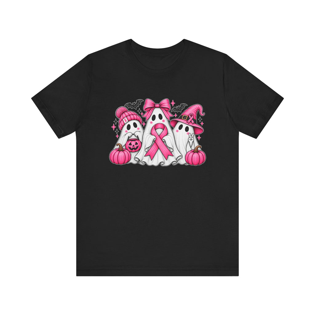 Pink Ribbon Ghosts T-Shirt | Breast Cancer Awareness Halloween Design