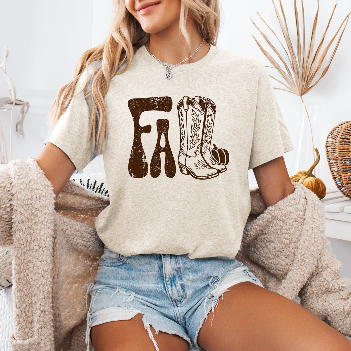 Fall Cowboy Boots Seasonal Graphic Tee