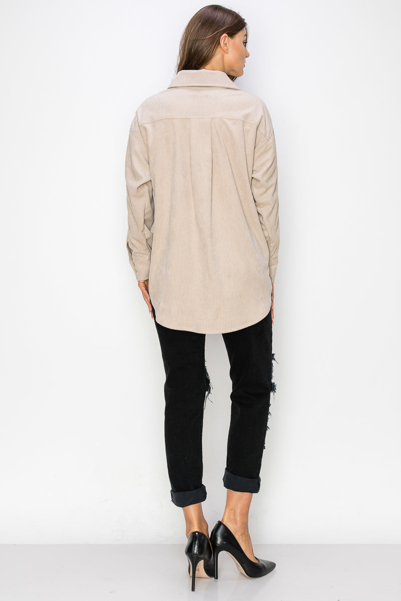 Corduroy Button Front Shacket
