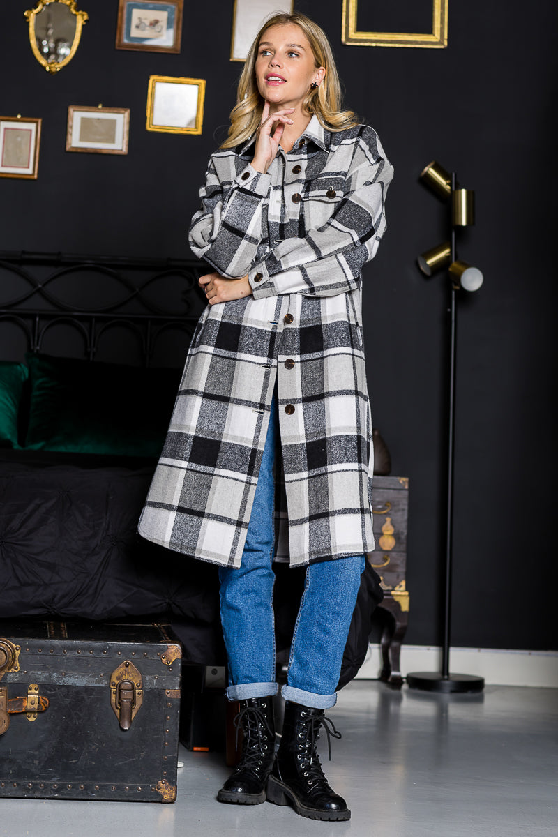 Plaid Casual Long Shacket