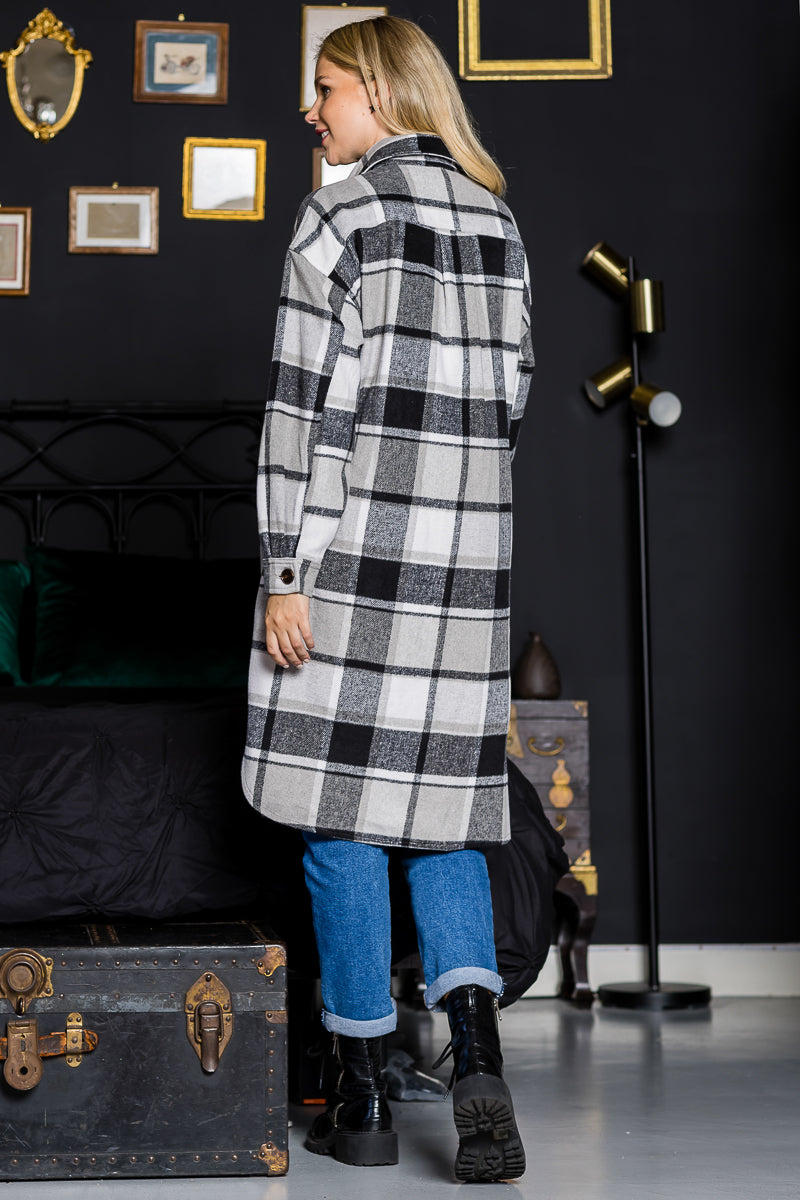 Plaid Casual Long Shacket