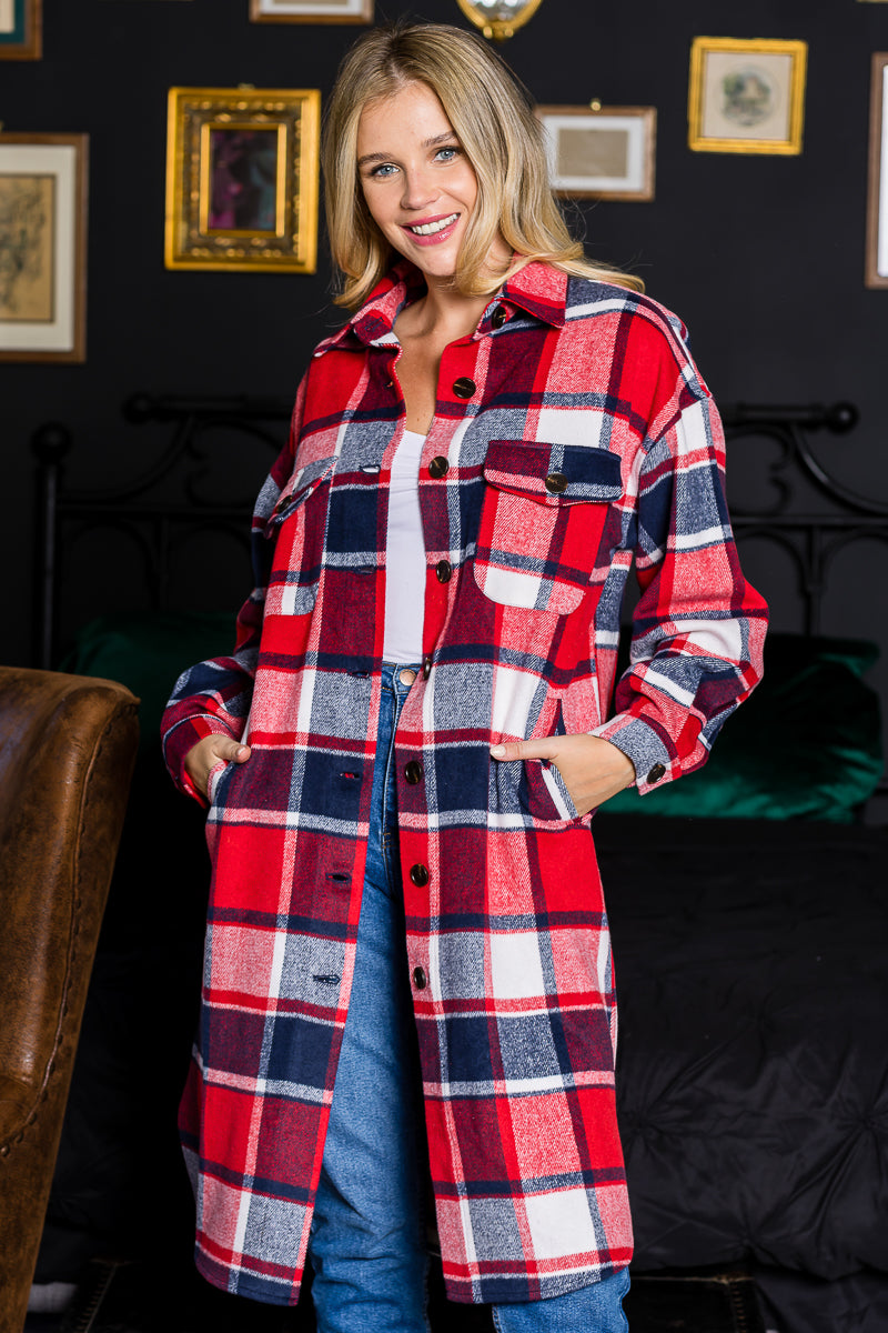 Plaid Casual Long Shacket