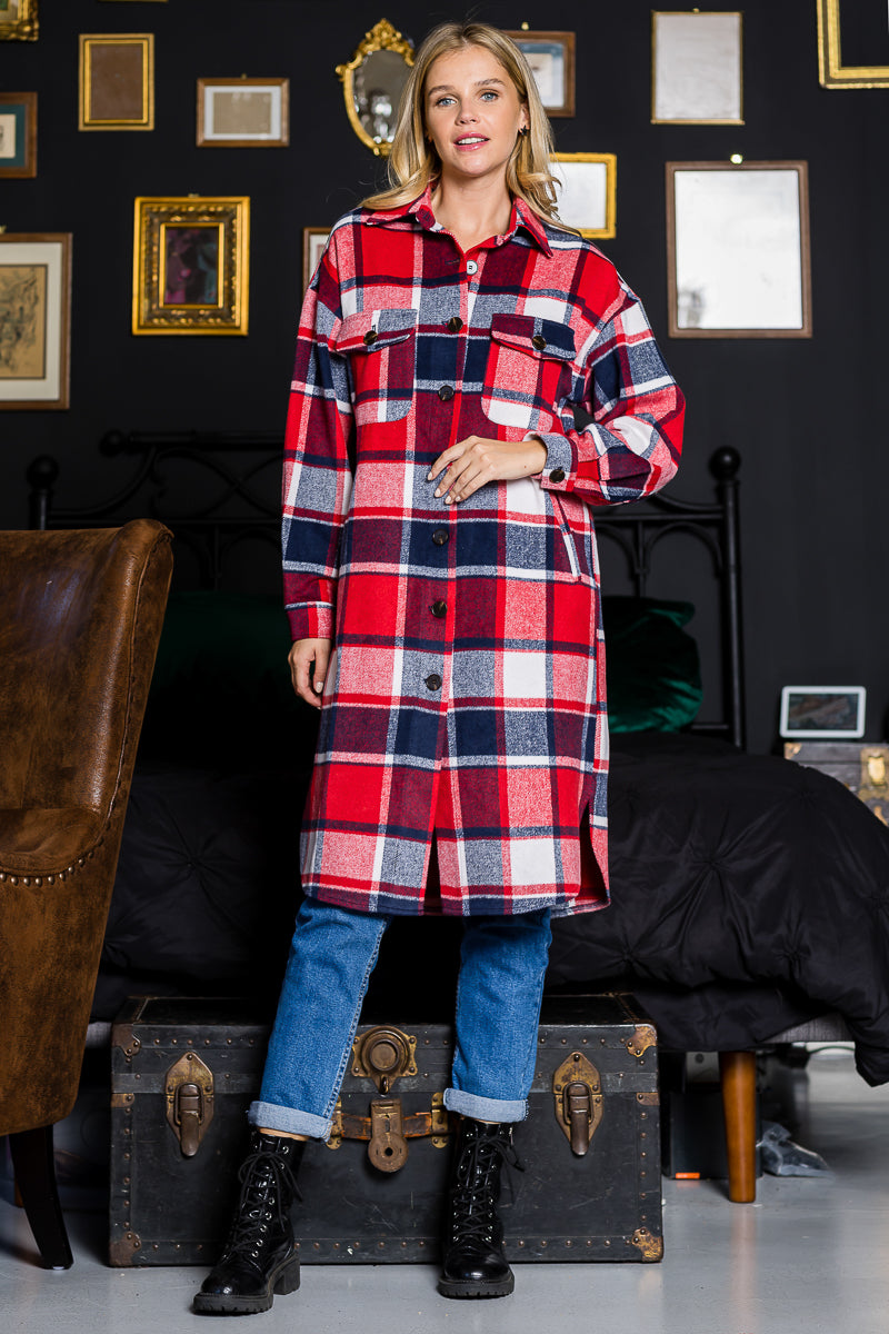 Plaid Casual Long Shacket