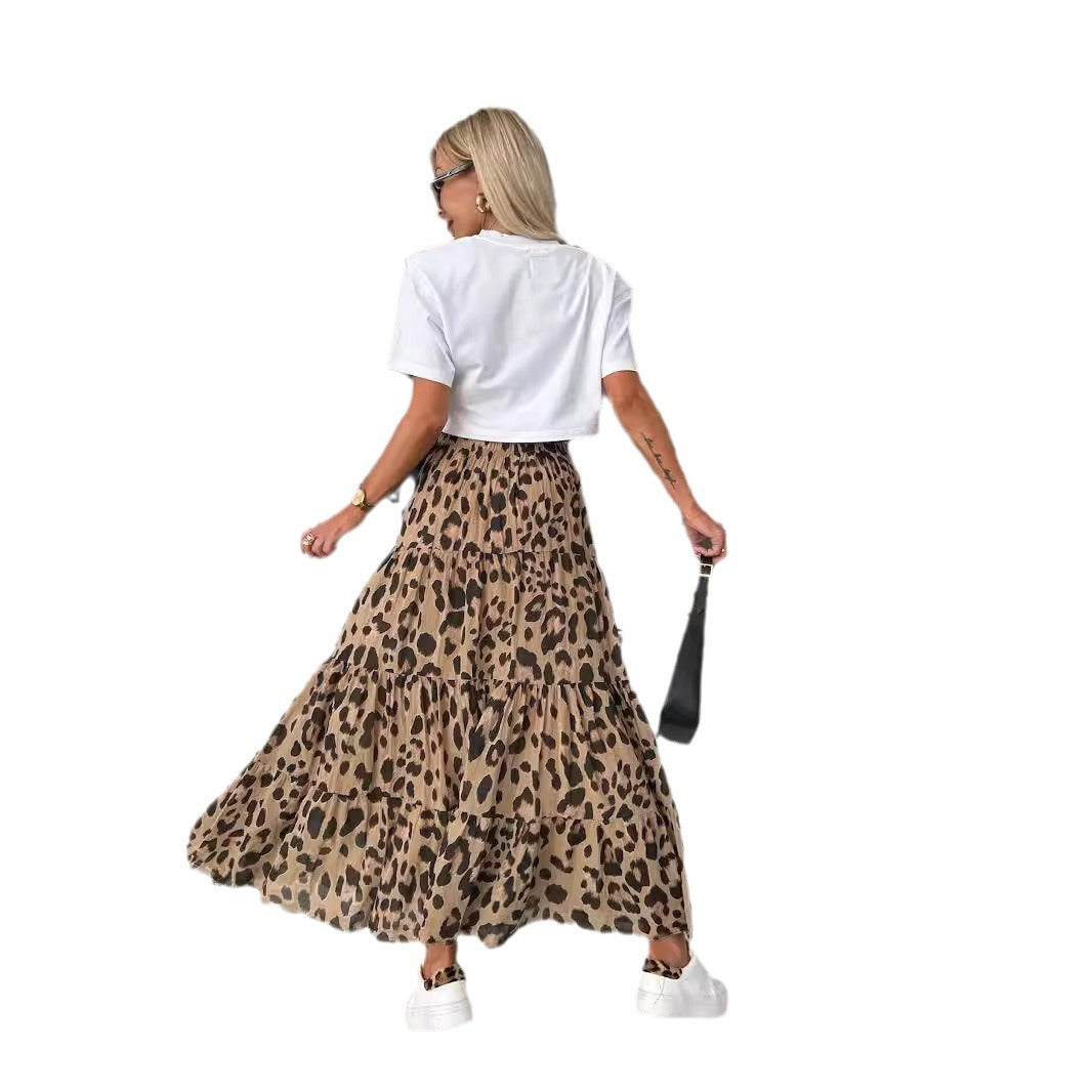 Leopard Print A-Line Skirt