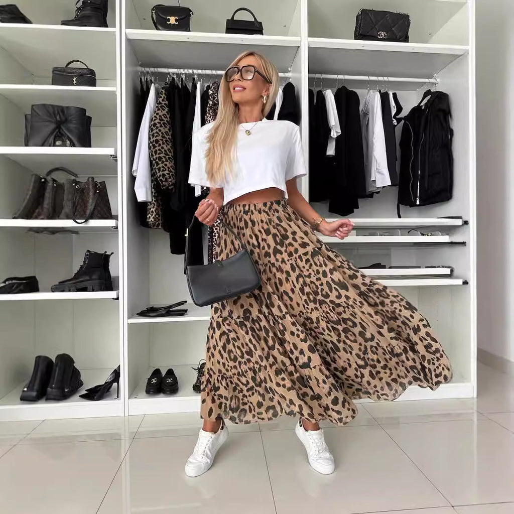 Leopard Print A-Line Skirt