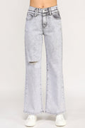 Acid Wash Wide-Leg Jeans