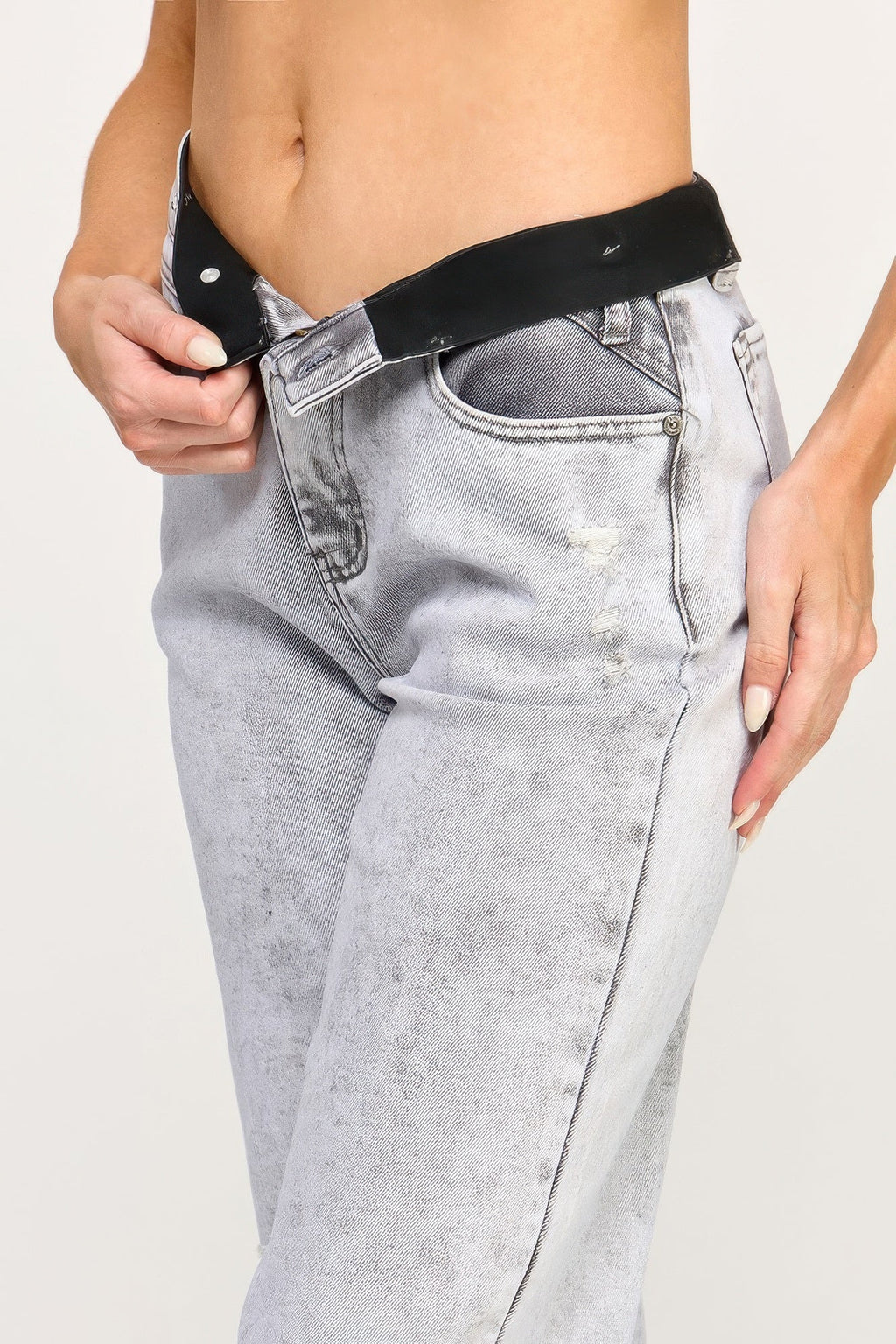 Acid Wash Wide-Leg Jeans