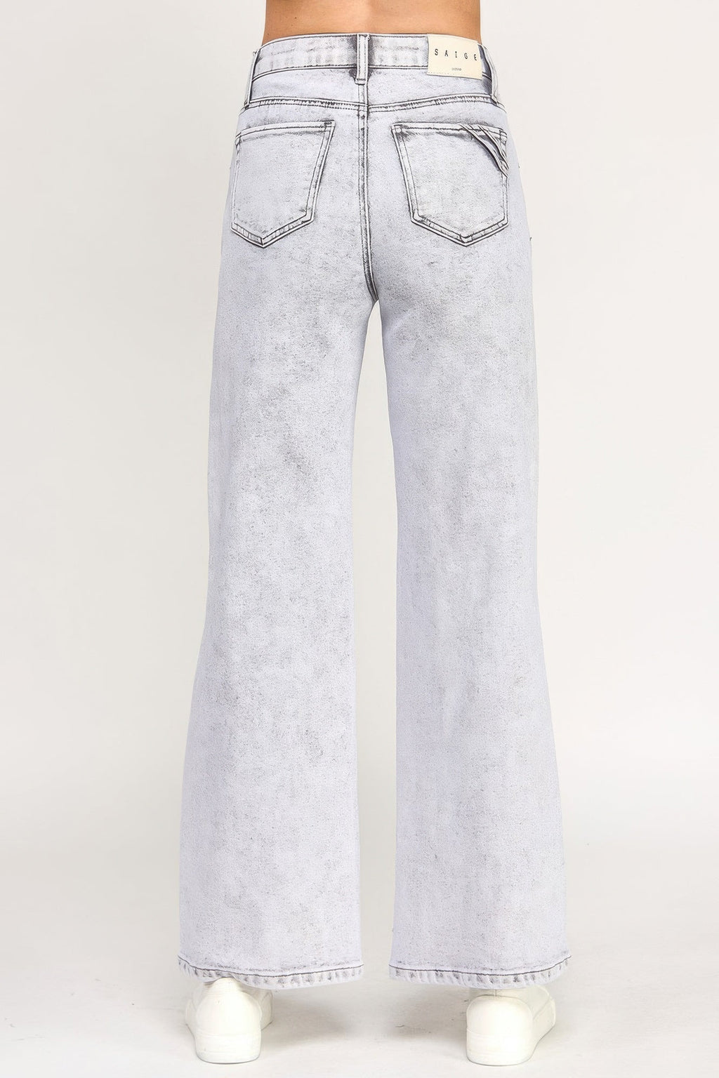 Acid Wash Wide-Leg Jeans